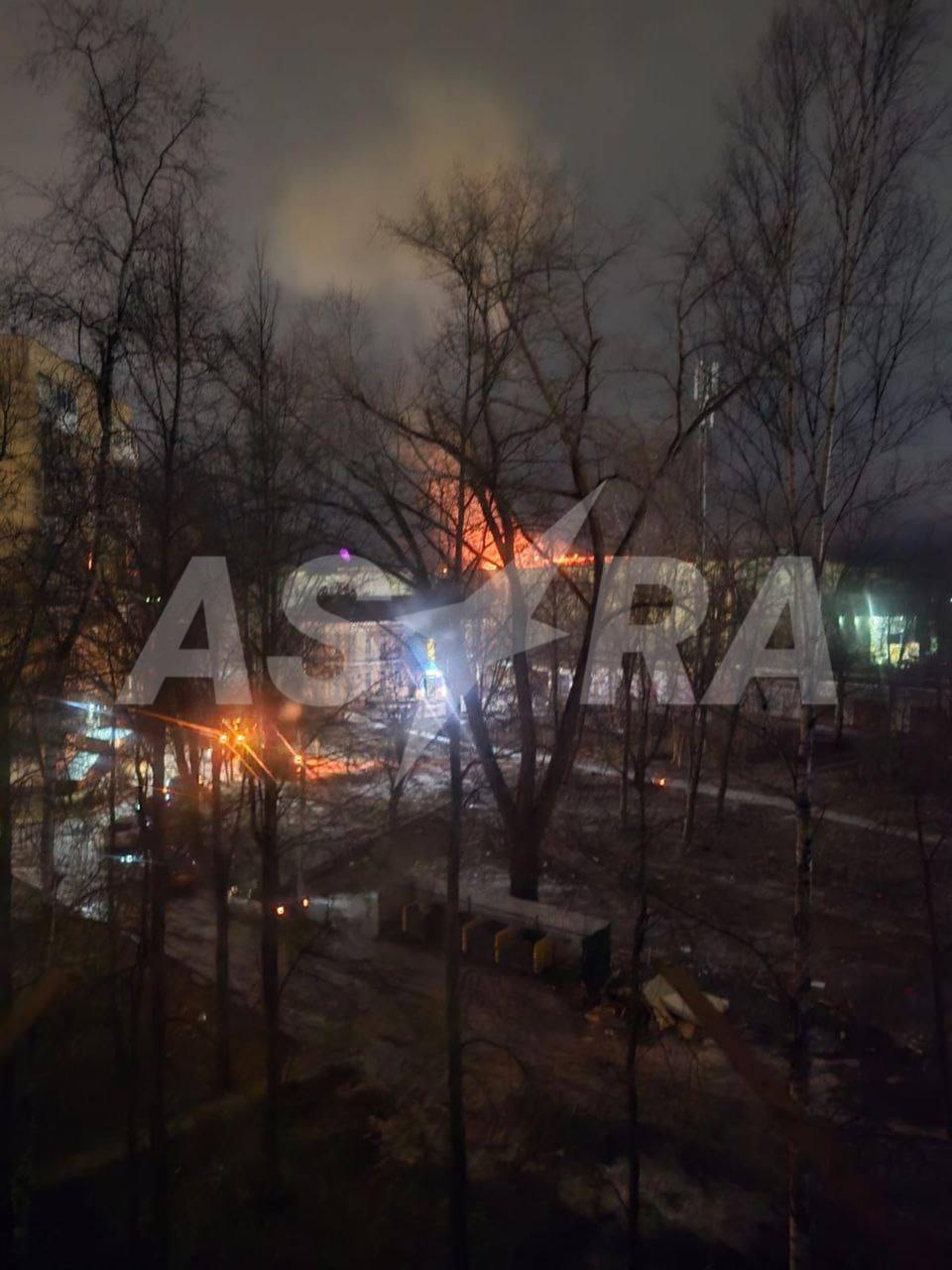 The roof of one of the workshops of the aircraft plant in Smolensk damaged as a result of today’s attack