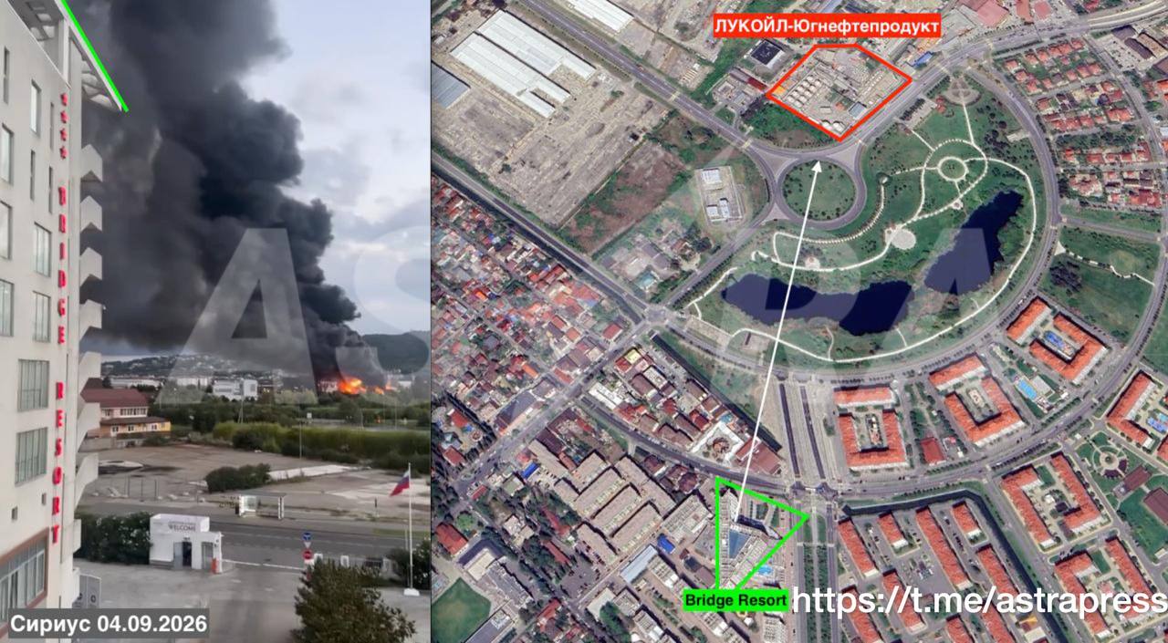 Two oil depots attacked and on fire in Sochi as a result of a attack on September 4th