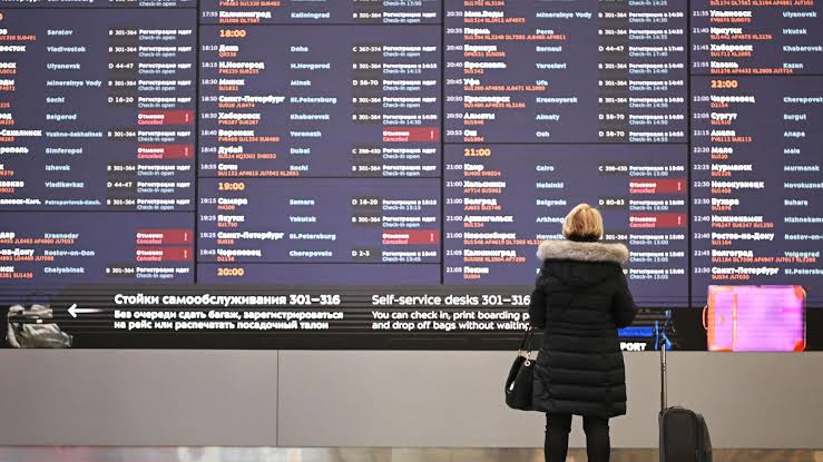 More than 460 flights were delayed and canceled at Moscow and St. Petersburg airports after a record drone attack